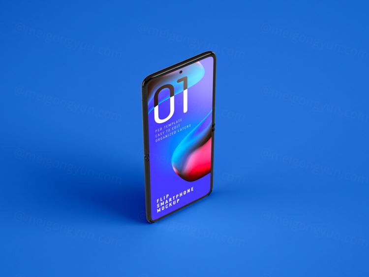 三星可折叠屏智能手机APP UI提案样机模板素材 Galaxy Z Flip Mockup Folding Phone