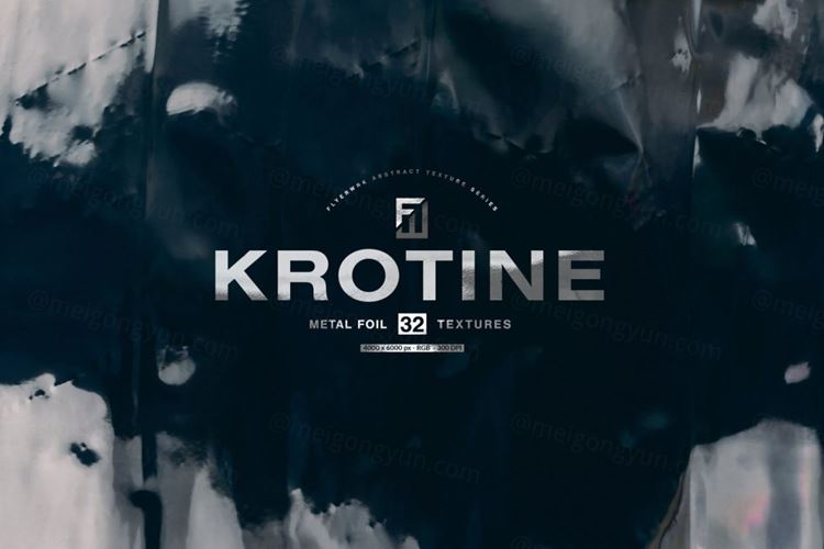 抽象粗糙皱巴巴的铬合金金属箔纹理素材合集 Krotine -