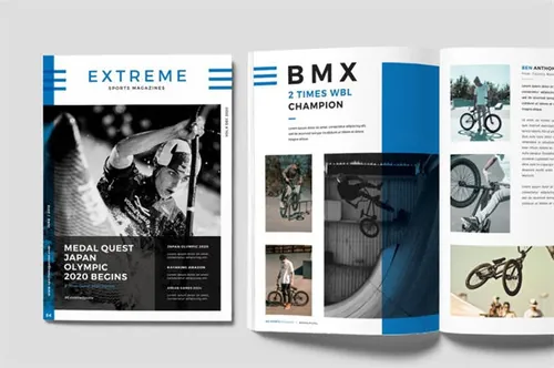 现代极简独特的体育杂志模板Sports Magazine