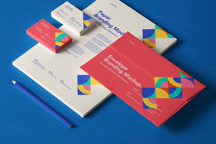 现代时尚的文具/品牌样机 Essential Stationery Psd Mockup Vol7