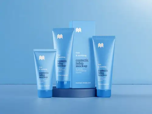 化妆品洗面奶软管包装设计提案样机PSD模板 Cosmetic Tubes Mockup 样
