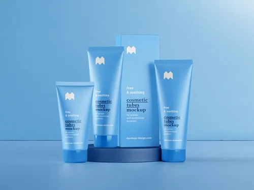 化妆品洗面奶软管包装设计提案样机PSD模板 Cosmetic Tubes Mockup