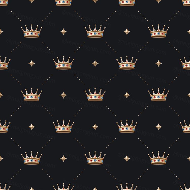 金色皇家王冠皇冠矢量平铺图案装饰EPS矢量素材 Golden royal