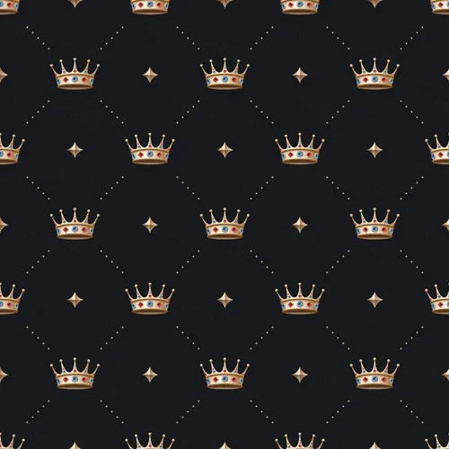 金色皇家王冠皇冠矢量平铺图案装饰EPS矢量素材 Golden royal