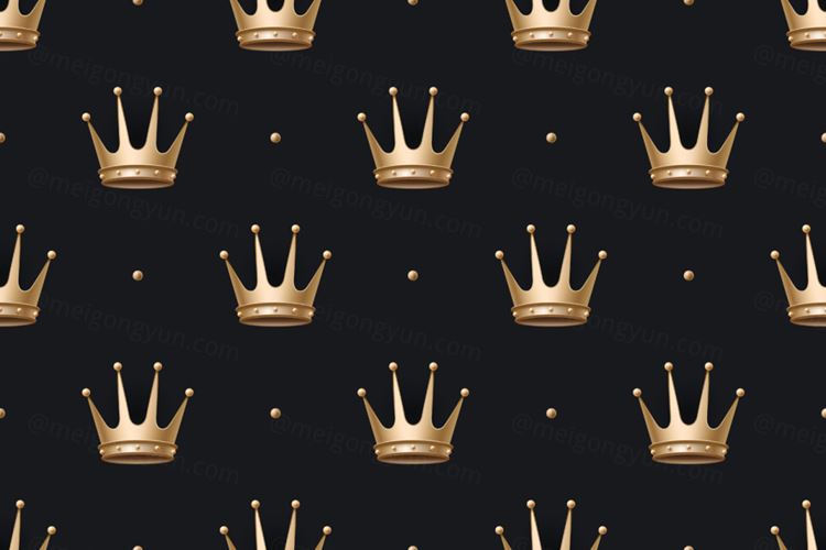 金色皇家王冠皇冠矢量平铺图案装饰EPS矢量素材 Golden royal