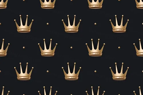 金色皇家王冠皇冠矢量平铺图案装饰EPS矢量素材 Golden royal