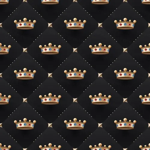 金色皇家王冠皇冠矢量平铺图案装饰EPS矢量素材 Golden royal