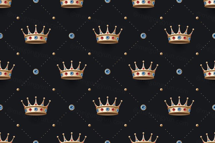 金色皇家王冠皇冠矢量平铺图案装饰EPS矢量素材 Golden royal