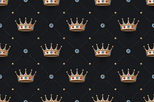 金色皇家王冠皇冠矢量平铺图案装饰EPS矢量素材 Golden royal