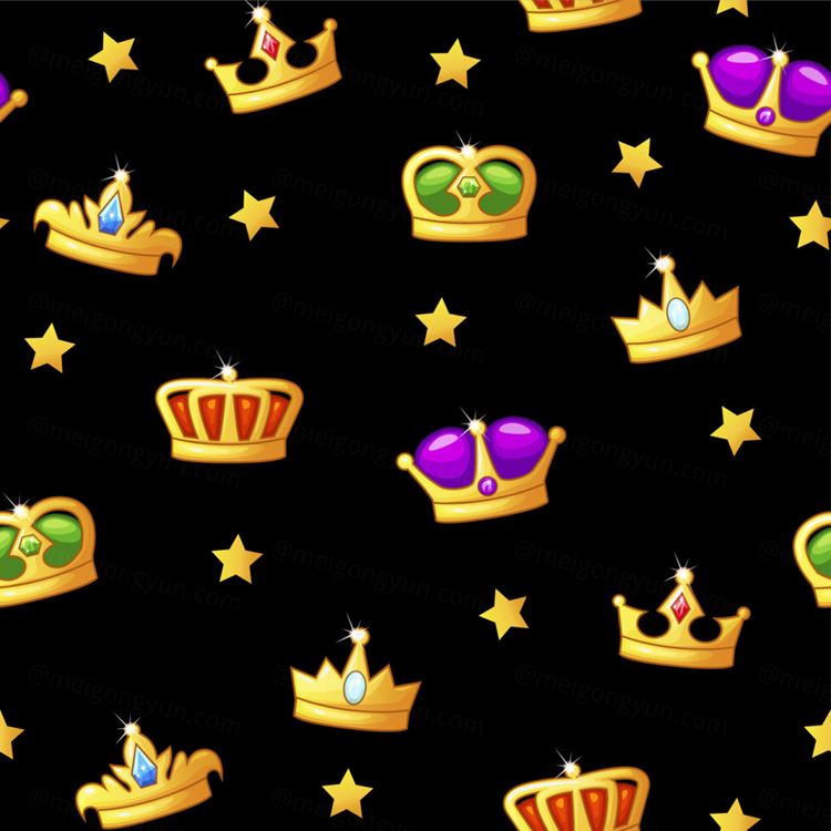 金色皇家王冠皇冠矢量平铺图案装饰EPS矢量素材 Golden royal
