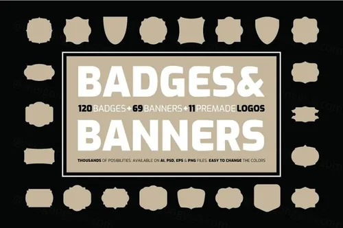 复古徽章标志设计模版 Badges  Banners Kit