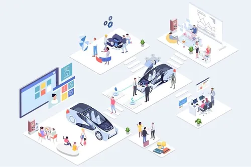 汽车4S店养护中心OTO等距矢量插画 elements-maintenance-center-oto-isometric-ill...