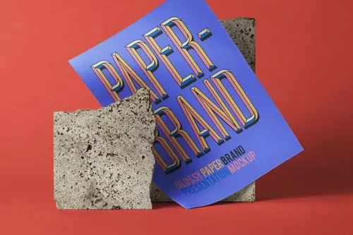优雅的品牌A4psd纸样机  Psd Glossy Paper Brand Mockup
