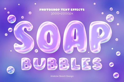 高品质逼真肥皂气泡文字特效PS模板 Soap Bubbles