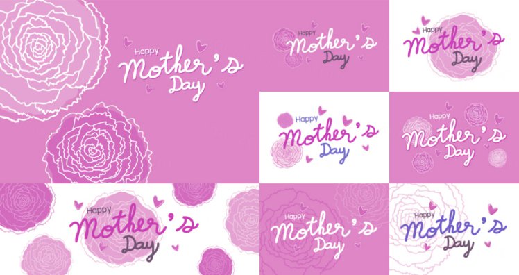 母亲节快乐粉色康乃馨花卉图案横幅banner矢量素材