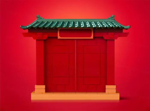 2023年农历新年玉兔迎新春传统东方中国风古代建筑装饰元素E