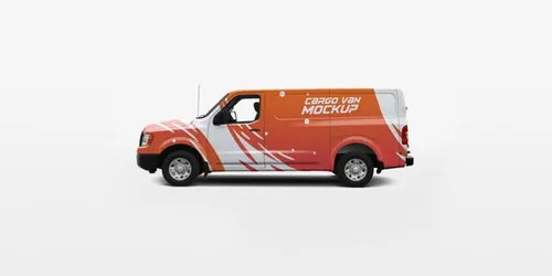 面包车车身广告PSD模板Cargo Van Mockup