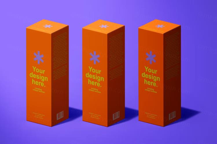 高质量方形纸盒包装设计贴图展示样机PSD模板 Box Moc