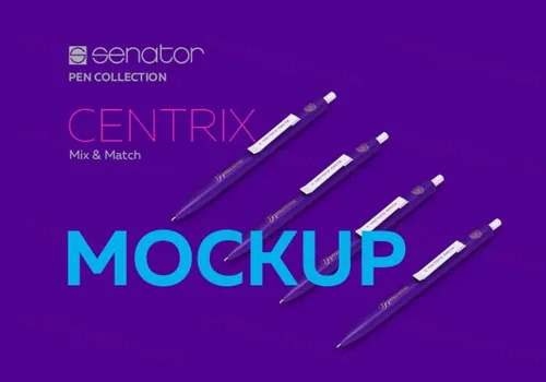 一套钢笔笔身贴图展示模版 Centrix Pen Mockup