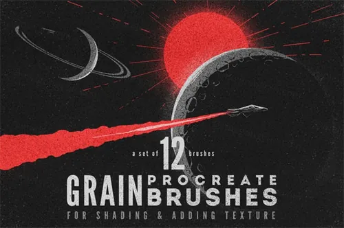 复古做旧颗粒砂砾磨砂垃圾纹理笔刷素材 Procreate grain