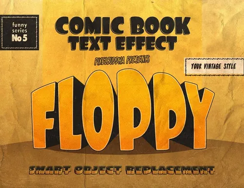 复古经典浪漫有趣史诗漫画风格海报标题文本特效PSD模板 Vi