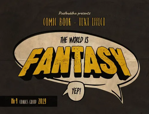 复古经典浪漫有趣史诗漫画风格海报标题文本特效PSD模板 Vi