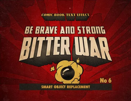 复古经典浪漫有趣史诗漫画风格海报标题文本特效PSD模板 Vi