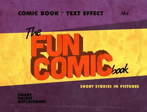 复古经典浪漫有趣史诗漫画风格海报标题文本特效PSD模板 Vi