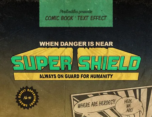 复古经典浪漫有趣史诗漫画风格海报标题文本特效PSD模板 Vi