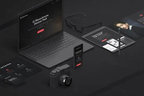 高端深色系UI单色Psd设备包 UI Monochrome Psd Devices Pack Vol3