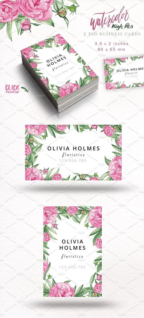 水彩牡丹花花卉插画设计素材 Watercolor Peoni