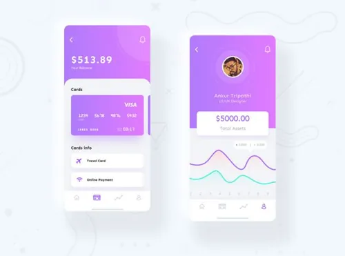 金融钱包个人中心界面设计素材 Financial App Design