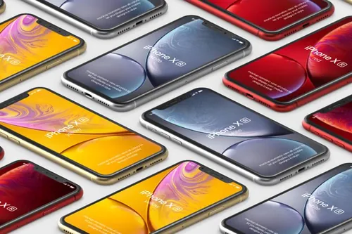 高品质iPhone XR智能设备样机 Psd iPhone XR Mockup Isometric Vol2