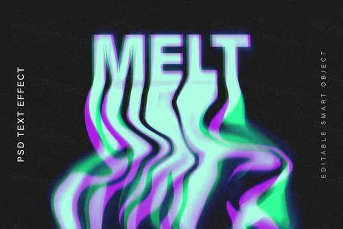 高质量液体融化迷幻发光字体模糊特效一键生成PSD模板素材 M