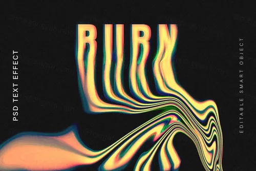 高质量液体融化迷幻字体模糊特效一键生成PSD模板素材 Mel