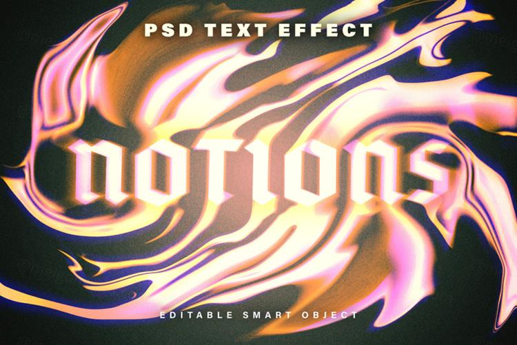 高质量液体融化迷幻字体模糊特效一键生成PSD模板素材 Mel