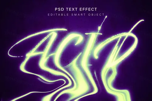 高质量液体融化迷幻发光字体模糊特效一键生成PSD模板素材 M