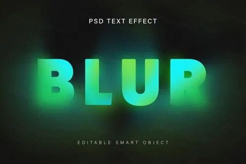 高质量绿色砂砾质感迷幻模糊字体特效一键生成PSD模板素材 G