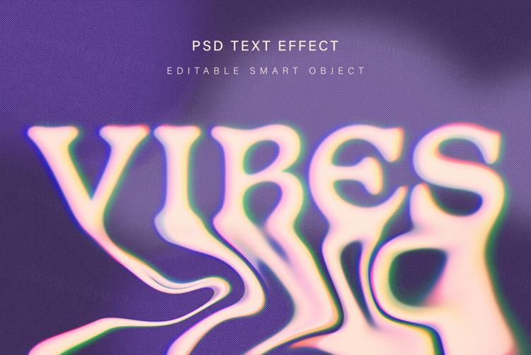 高质量液体融化迷幻字体模糊特效一键生成PSD模板素材 Mel