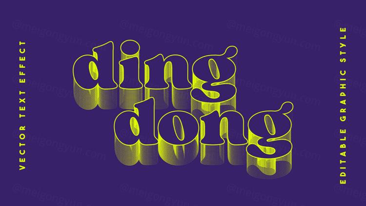 高质量复古3D抽象POP特效字体EPS矢量模板素材 Abst