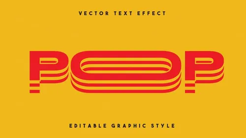 高质量复古红黄分层3D抽象POP特效字体EPS矢量模板素材