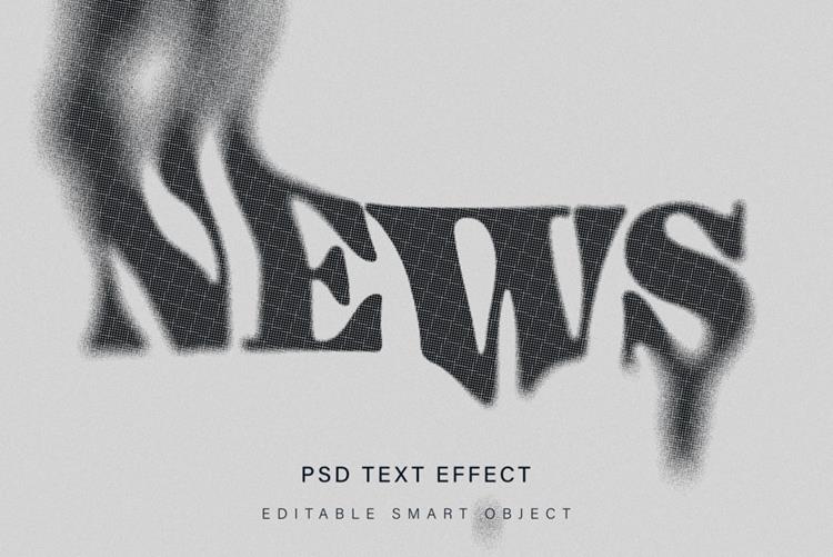 高质量扭曲半色调网点模糊字体特效一键生成PSD模板素材 Wa