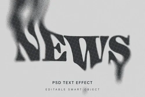 高质量扭曲半色调网点模糊字体特效一键生成PSD模板素材 Wa