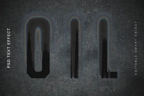 高质量黑色水面浮油纹理字体模糊特效一键生成PSD模板素材 O