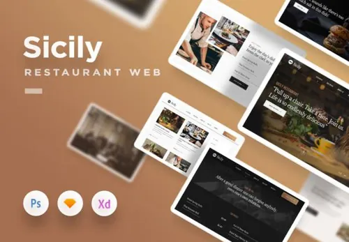 西西里岛豪华餐厅主题Web网页UI设计工具包 Sicily Web UI Kit