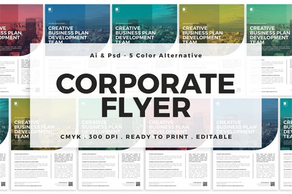 多色企业宣传海报传单设计模板 Multicolor Corporate