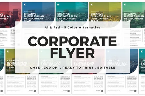多色企业宣传海报传单设计模板 Multicolor Corporate