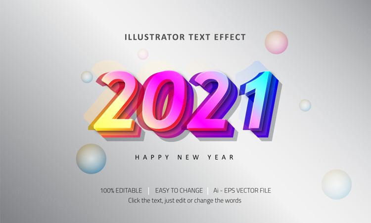 彩色渐变三维立体特效字体文本特效可编辑EPS矢量模板素材3d text style effect