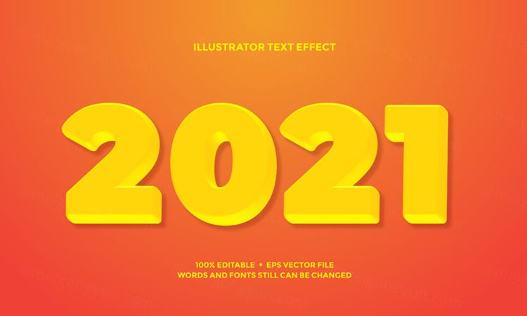 三维立体特效字体文本特效可编辑EPS矢量模板素材3d editable text style effect