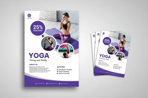 瑜伽培训班培训机构宣传海报传单设计模板 Yoga Flyer
